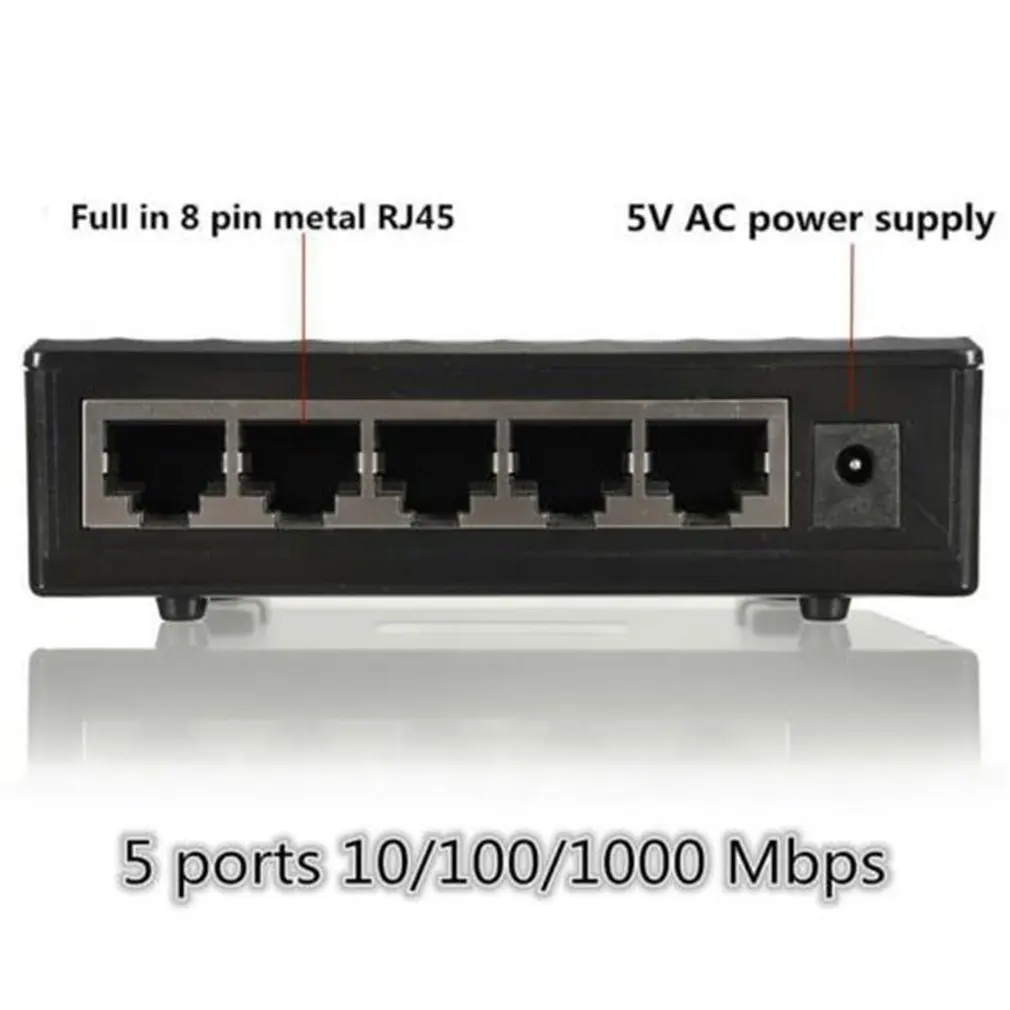 RJ45 мини 5-Порты для быстрой работы в сети этернет на черный Переключатель концентратор для настольных ПК гигабитный коммутатор 5-Порты и разъёмы коммутатор Ethernet