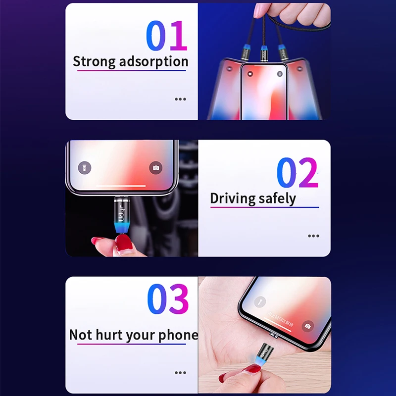 Udyr 2 м Магнитный кабель Micro usb type C кабель для iPhone xs samsung Быстрая зарядка магнитное зарядное устройство USB Кабели Шнур для мобильного телефона