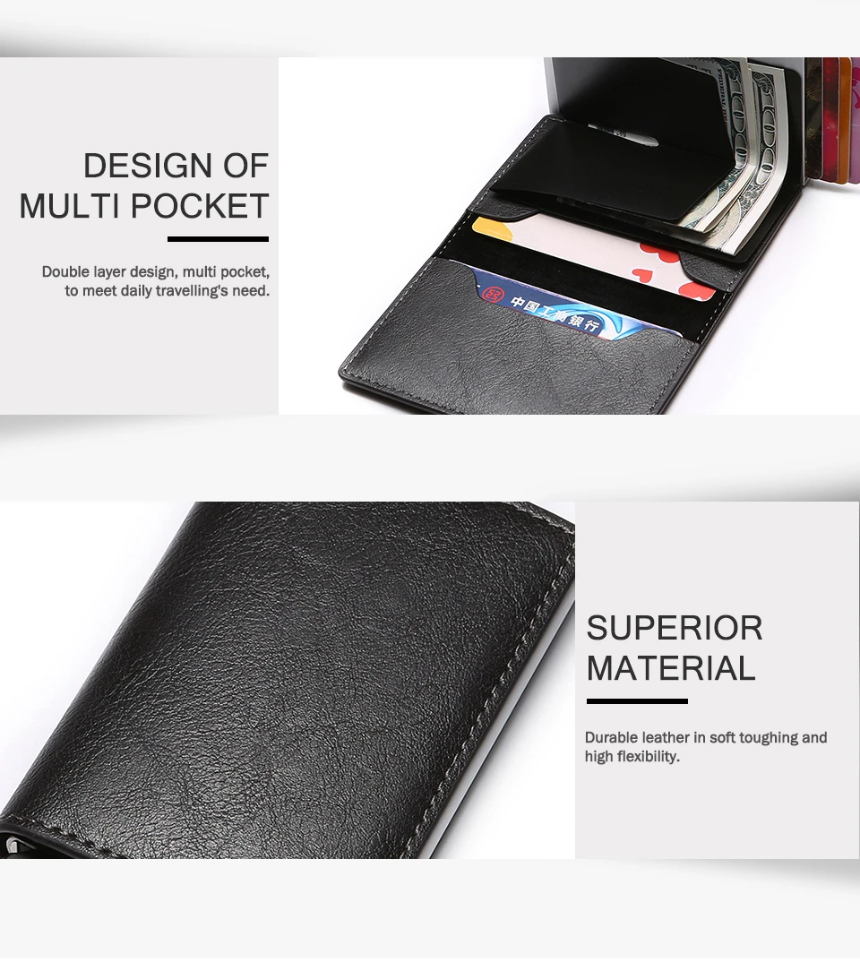 RFID Блокировка кредитный держатель для карт банк мужские кошельки мини автоматический ID держатель для карт из искусственной кожи сумка для денег мужской короткий кошелек Бизнес
