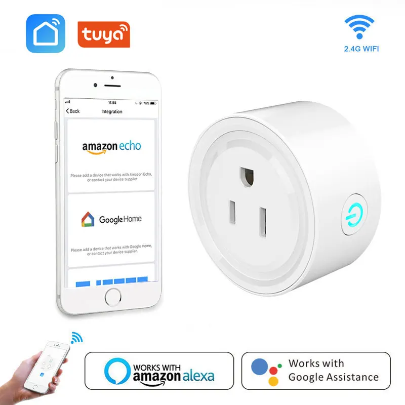 

Smart Wifi Socket US Power Plug Mobile APP Outlet Voice Remote Control Works with Amazon Alexa Google Home for Smart Life Tuya