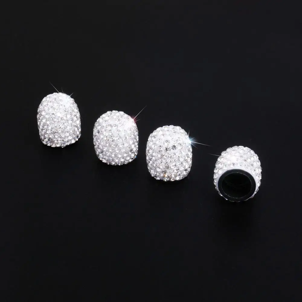

4Pcs/set Universal Rhinestone Car Tire Valve Caps Chrome Attractive Dustproof Crystal Handmade Valve Stem Caps Car Accessories