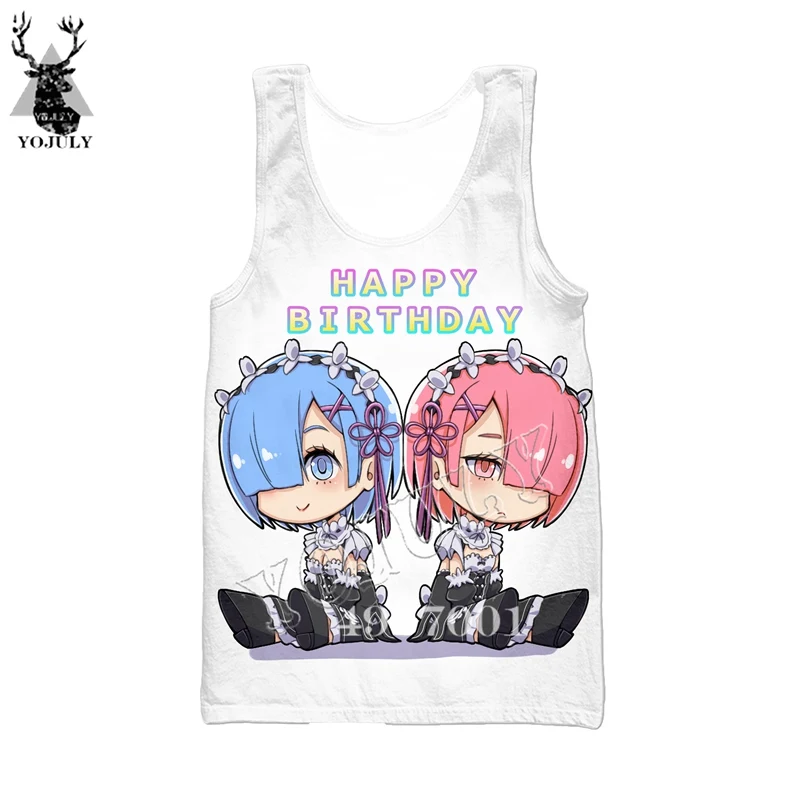Аниме Re: zero сестры-близнецы, горничные рам и рем, 3D принт, Harajuku, майка, мужская повседневная майка, летняя, унисекс, Забавные топы без рукавов, Y879 - Цвет: 01