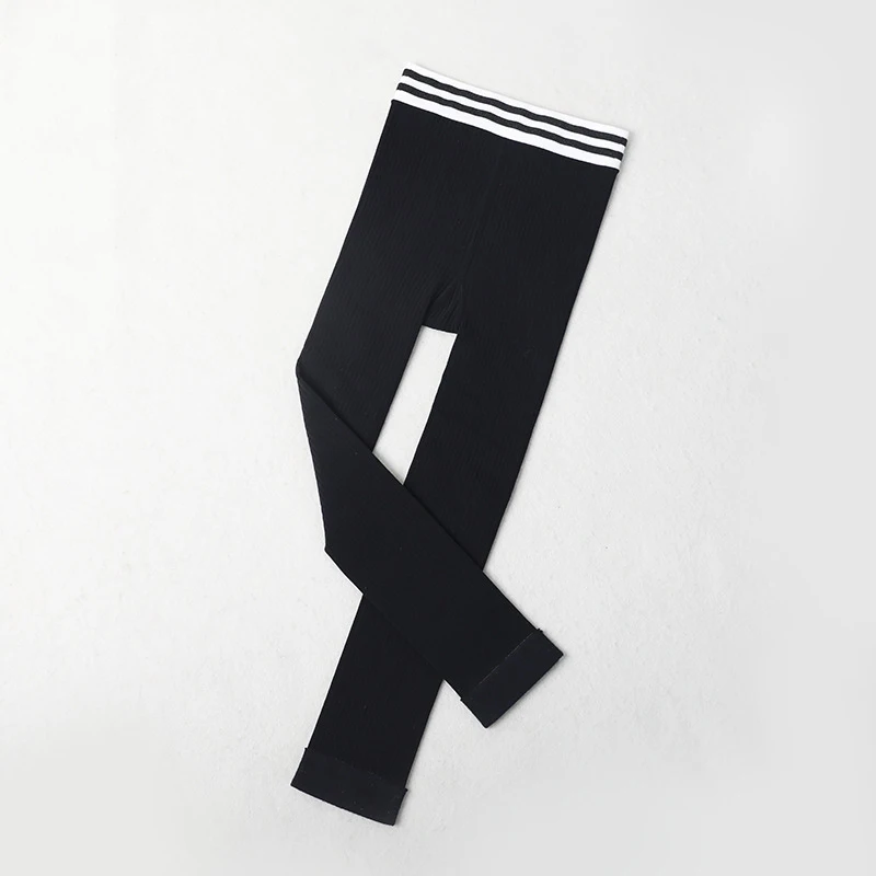 A Design Black Hylidge/мягкие зимние детские колготки с подкладкой из кораллового флиса для девочек, модные обтягивающие штаны в полоску утепленные тонкие колготки - Цвет: A Design Black