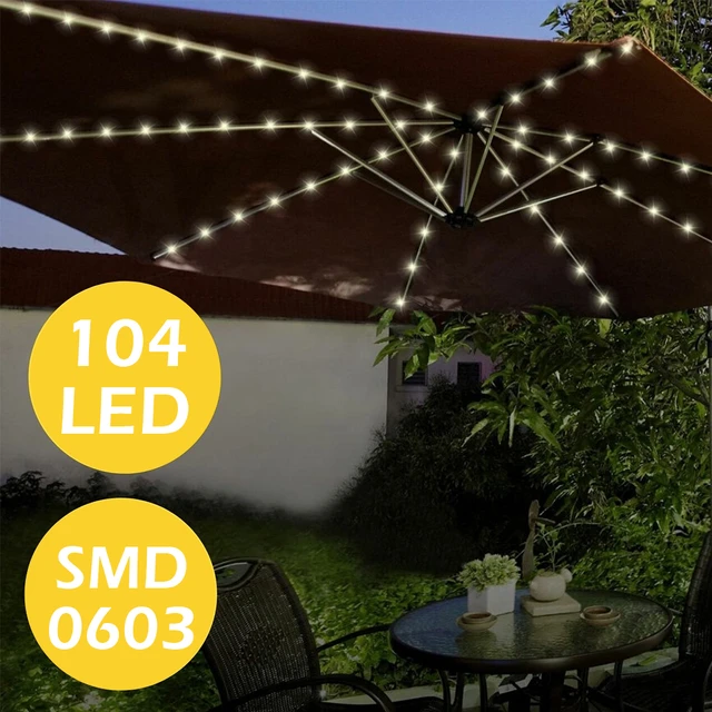 104 LED Solar Power Patio Umbrella Lights Outdoor Garden Parasol Fairy  String Lamp IP65 Waterproof Automatic Solar Parasol Light - AliExpress