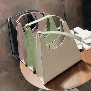 

Retro Handbags Women Alligator PU Leather Shoulder Bags Female Solid Color Elegant Clutch Purse Shoulder Totes Bag Handbag