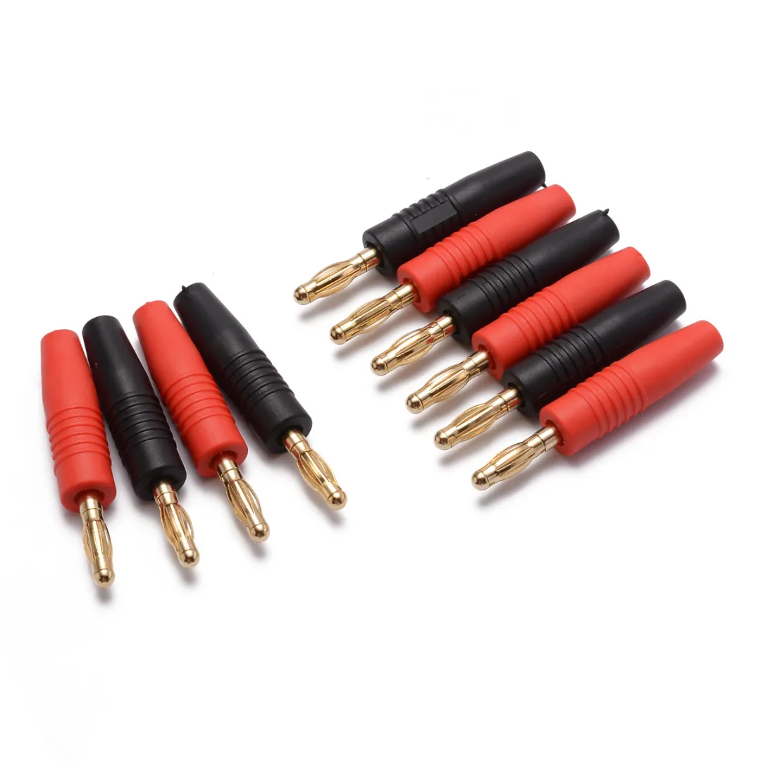 10 шт. 2/4 мм вилка штекерного типа динамика разъем красный + черный покрытый золотом Проволочный припой Тип провод кабеля динамика Pin