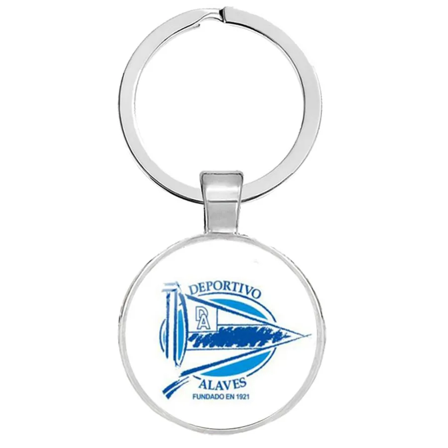 Football Club Keychain Jewelry with Glass Cabochon Football Team Logo Socceer Club Charm Wrap Leather Braided Keyrings