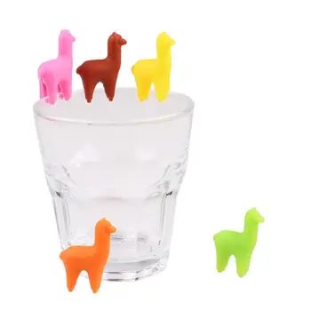 

Cute Alpaca Design Wine Glass Markers Creative Cup Identifier Party Goblet Wine Drinking Cup Marking Label (Random Color)