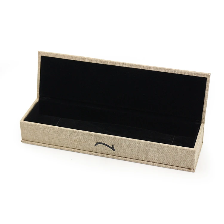 

Creative Wooden Buckle Drawstring Dimensional Colored Paper Linen Jewelry Ring Pendant Bracelet Long Chain Box Built-incard Slot