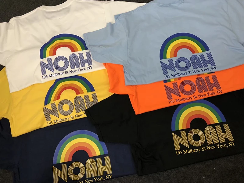 NOAH/футболка с круглым вырезом и принтом, мужская и женская уличная Повседневная Радужная серия, новая футболка с дождем, футболка NOAH