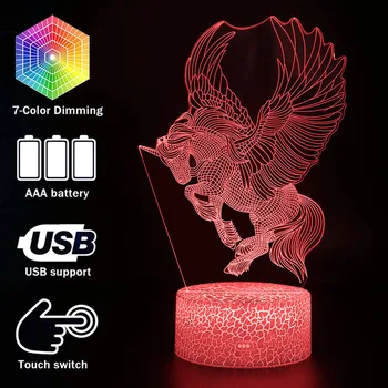 

Original Cartoon Unicon Action Figure Lamp Kids Room Decor Rainbow Horse Modeling Night Lights Creative Gift Toys MY756