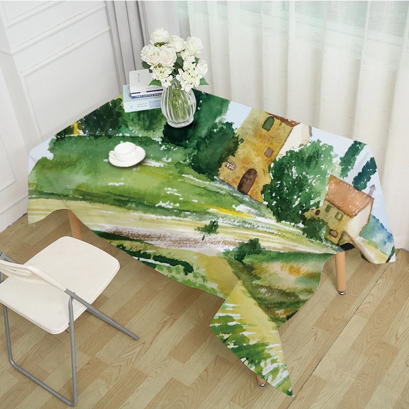 Modern minimalist Chinese style tablecloth, landscape holiday tablecloth, fabric table cloth, can be customized - Цвет: 02