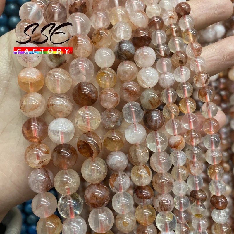 AAAAA Natural Red Rutilated Quartz Beads Round Beads For Jewelry Making DIY Charms Bracelet Necklace Accessories 6 8 10mm 15''