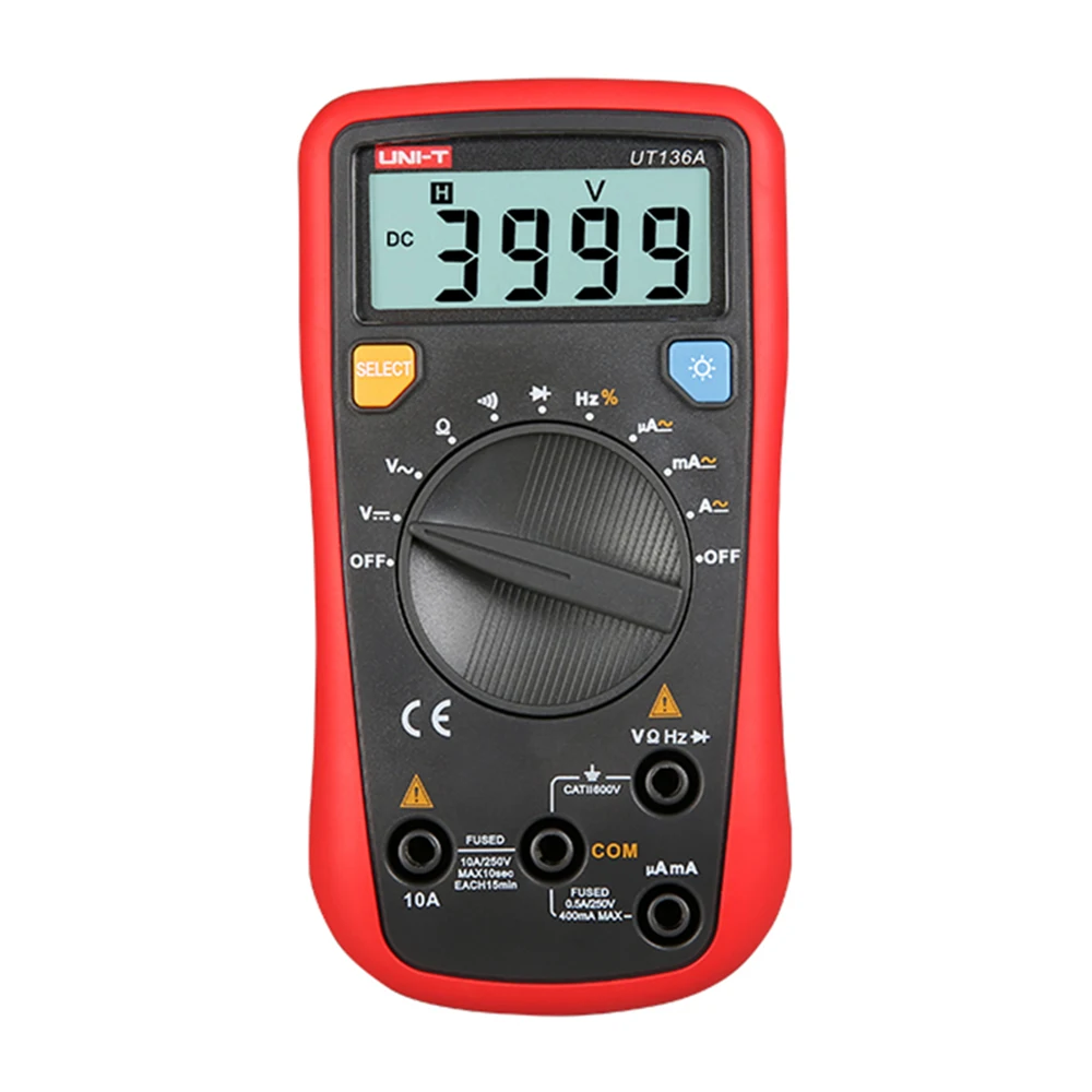 UNI-T UT136A Digital Auto-ranging Multimeter Universal Meter LCD Count 3999 AVO Meter UT136A Auto Power Off Diode with Tips Pen