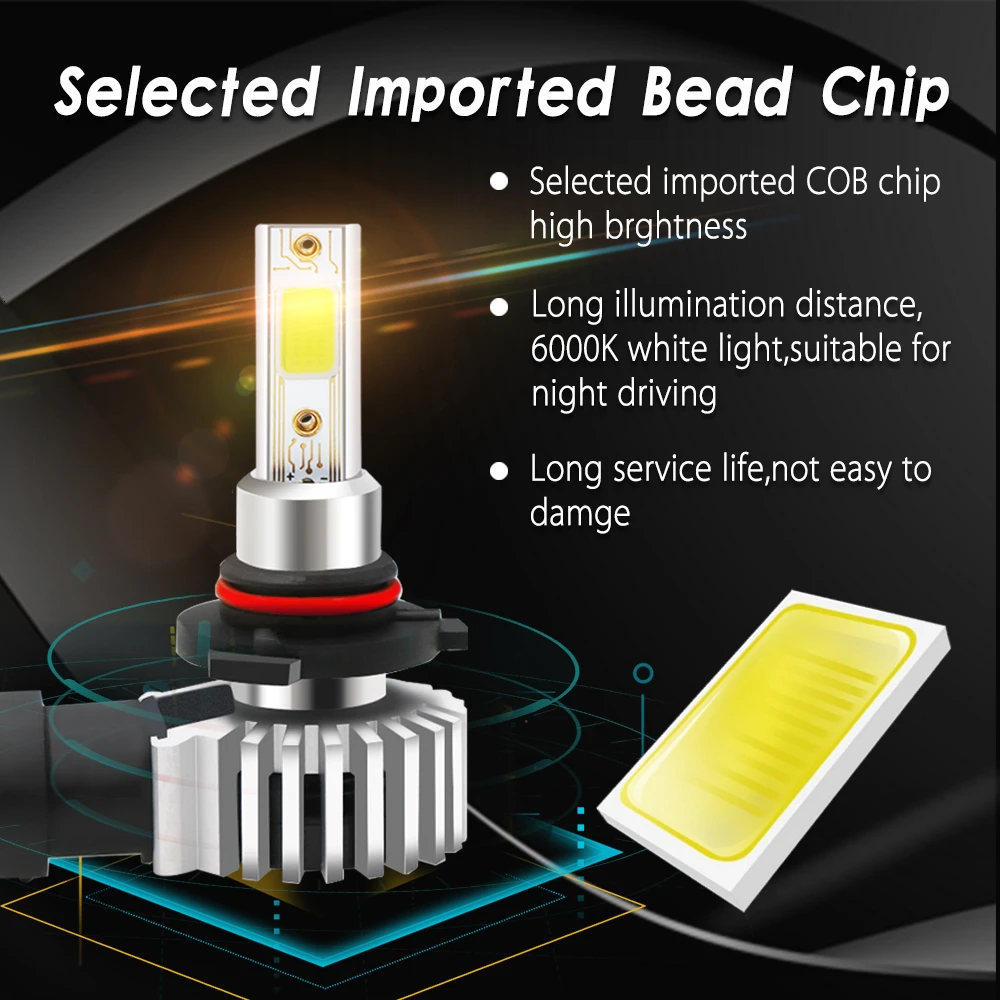 2PCS Direct installation H4 H7 H11 Led Bulb Powerful COB Chip 9005 9006 10000LM 72W Direct Installation Car Headlight Led Bulb