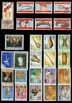 

50Pcs/Lot Music Instruments Stamp Topic All Different From Many Countries NO Repeat Postage Stamps with Post Mark Philately