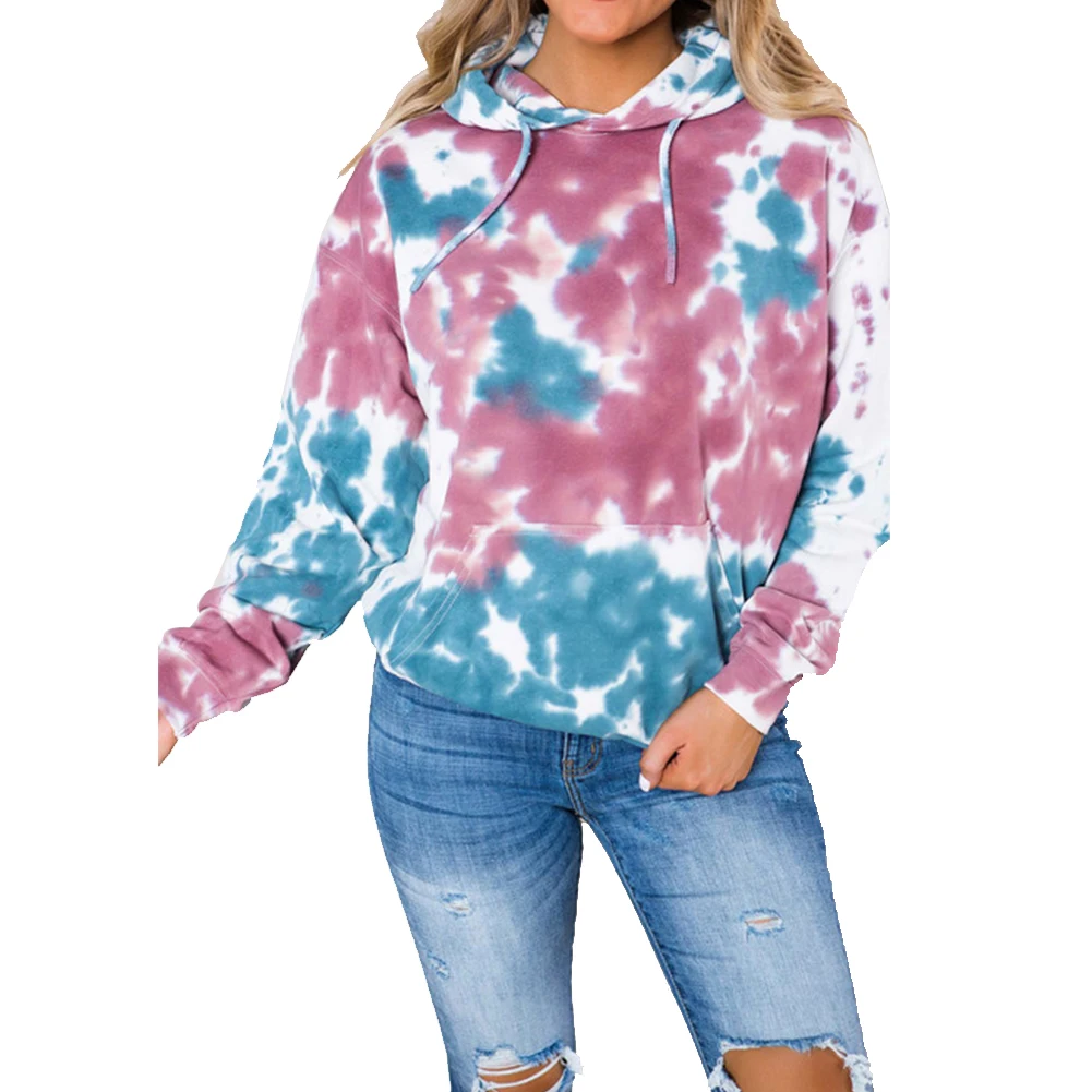 Bright Pink Blue Верхняя одежда для покупок, зимняя уличная, повседневная, осенняя, теплая, модная, с принтом, с длинными рукавами, топы, свободная, женская, с капюшоном, на завязках - Цвет: Bright Pink Blue
