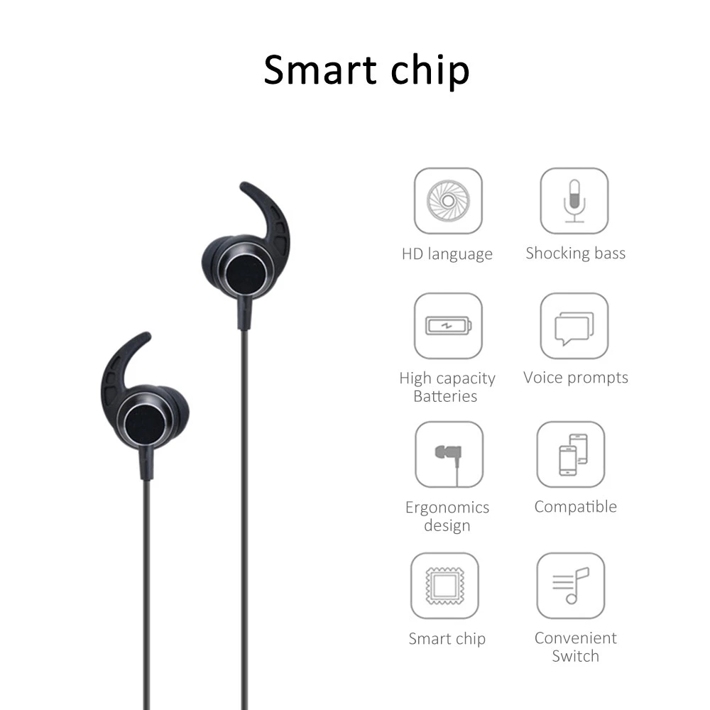 Magnetic TF Card Wireless Bluetooth Earphone Headphone Sport Running Headset With Mic Earbuds For All Smart Phone fone de ouvido
