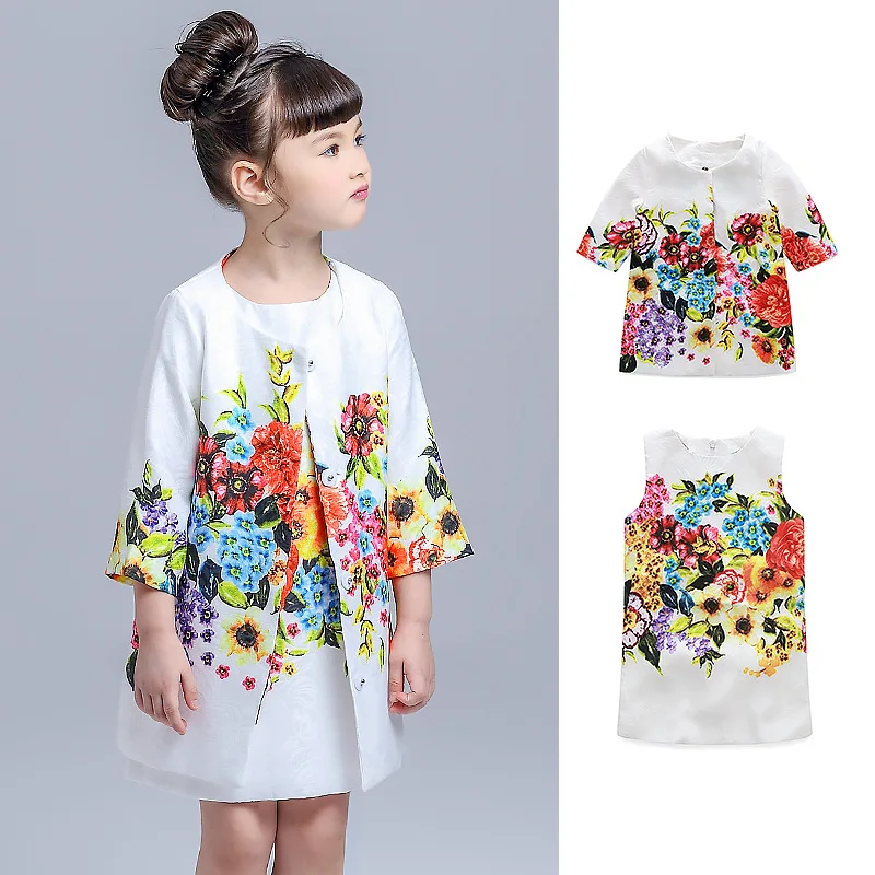 

2019 Spring And Autumn Childrenswear Europe And America Girls Butterfly Jacquard A- line Skirt Coat Set Special Offer