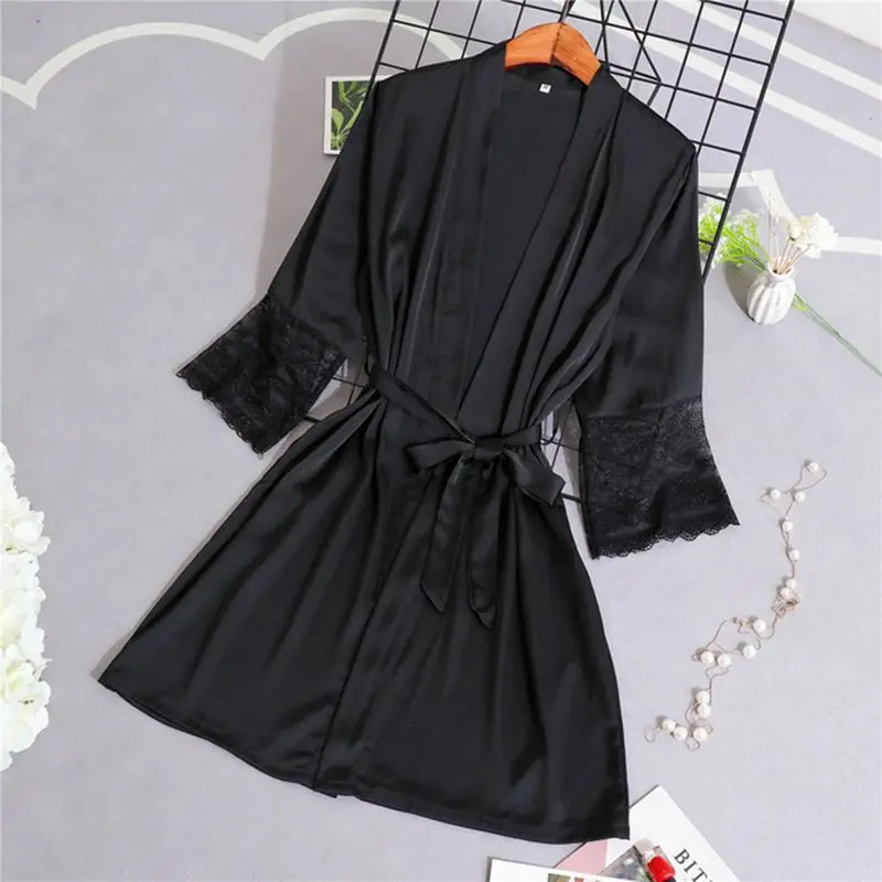 black Кружевная ночная рубашка, платье, сексуальное женское, мягкое, nuisete femme, сексуальная ночная рубашка, халат, вечернее платье, свадебное, для невесты, подружки невесты, свободный халат - Цвет: black