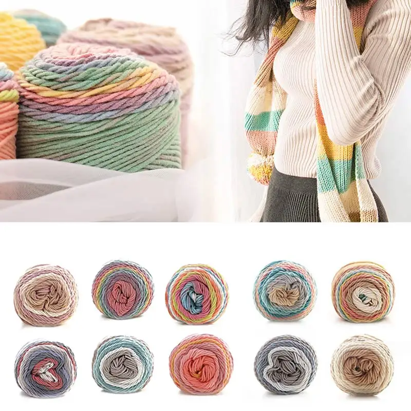 Woolen Yarn 100g Sewing Line Warm Hat Winter Sweater Rainbow Cotton Line Soft 5Strands Gift Scarf Hand-Knitted Wool Hand-Woven