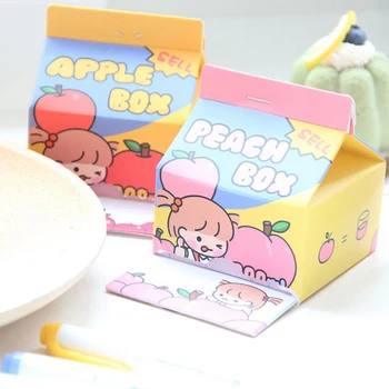

1 Pcs Cute 230 Sheets Milk Box Shape Fruit Peach Girls Paper N Times Sticky Notes Memo Pads Notepads School Office Stationery