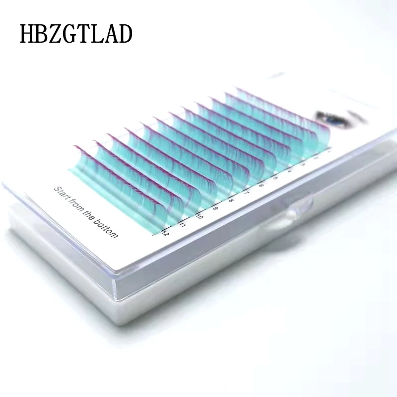 04 HBZGTLAD Новые C/D локоны 8-15 мм накладные ресницы градиентные синие зеленые розовые ресницы индивидуальные цветные ресницы искусственные ресницы для наращивания - Цвет: 04