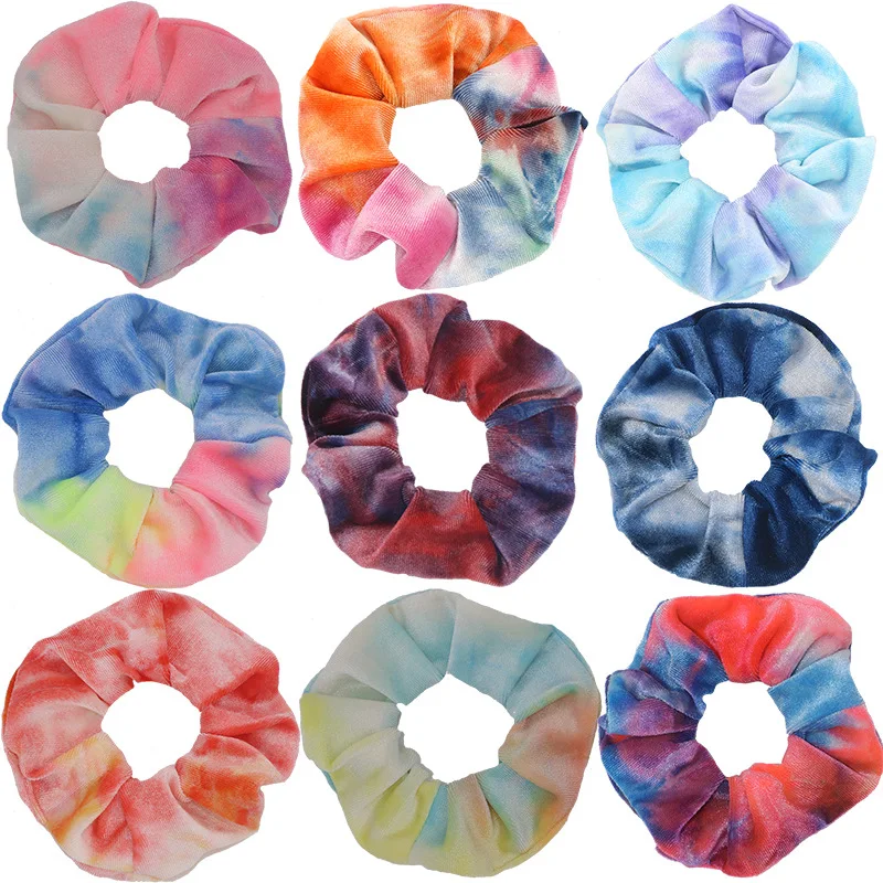 

Velvet Scrunchie Hairband For Women Girls Tie dye Hair Rubber Bands Hair Accessories Headband Gum Hair Tie Rope Ponytail Holder