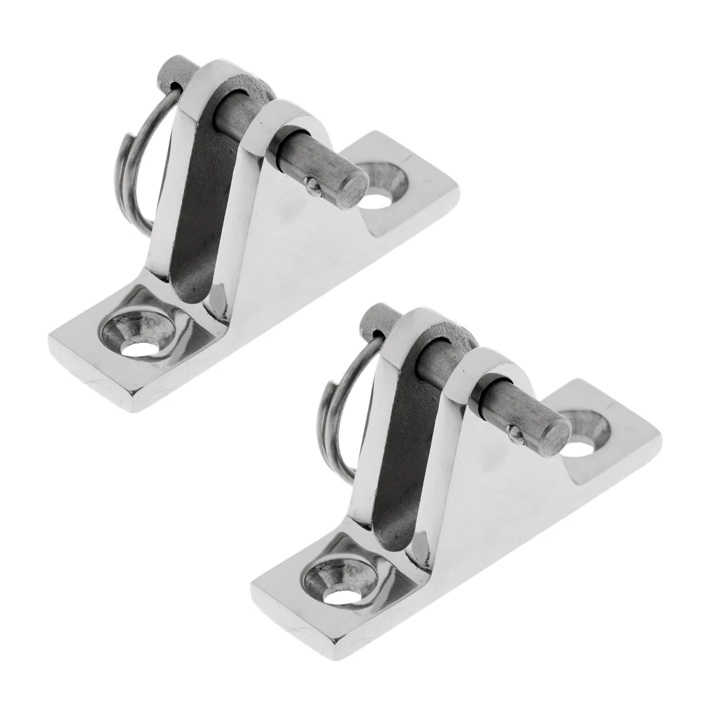 2 Pieces 316 Stainless Steel Boat Bimini Top Deck Hinge Fitting 90 Degree with Quick Release Pin