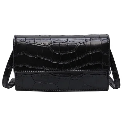 black large Модные сумки через плечо из искусственной кожи с каменным узором для женщин, маленькая сумка через плечо, женские Мини дорожные сумки - Цвет: black large