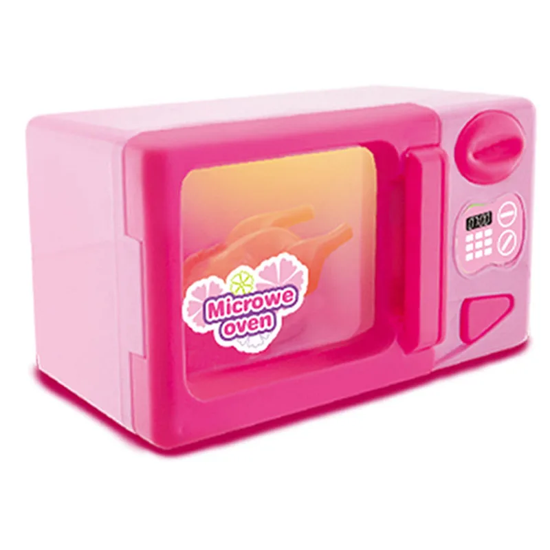 Розовая бытовая техника для детей, игрушка для ролевых игр, тостер, пылесос, плита, Обучающие кухонные игрушки, набор для детей, игрушки для девочек - Цвет: Microwave oven