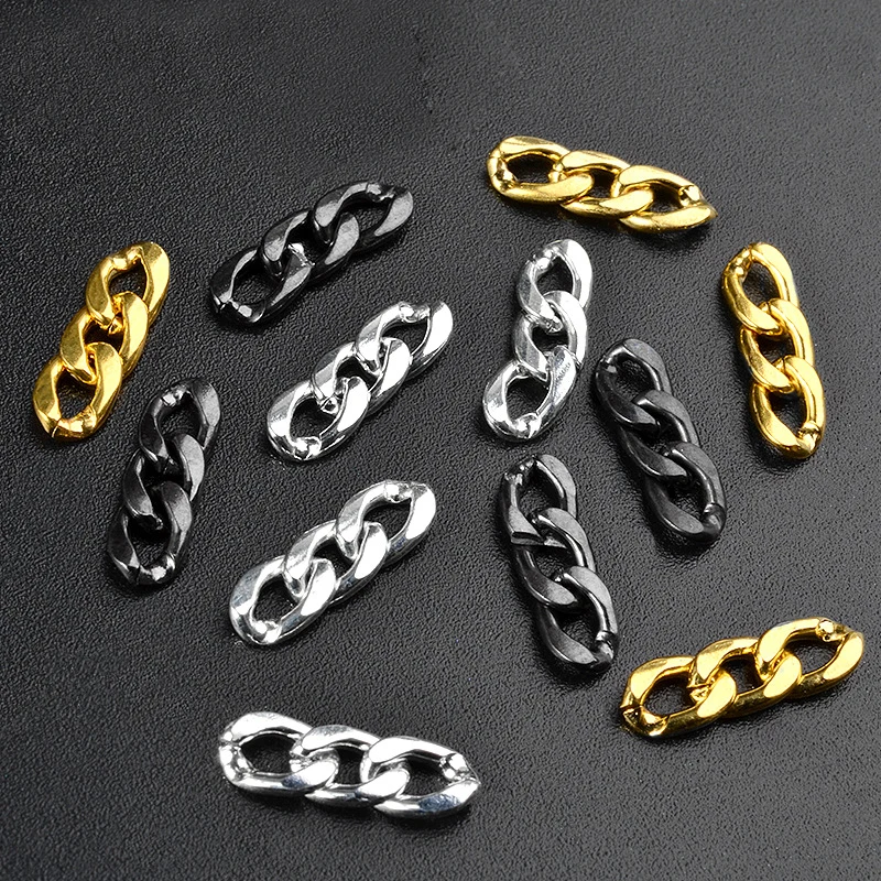 100 шт./упак., модные 3D металлические цепочки, украшения для дизайна ногтей, черные/Золотые/серебряные цепочки, стиль панк, DIY дизайн, сплав, инструменты для творчества