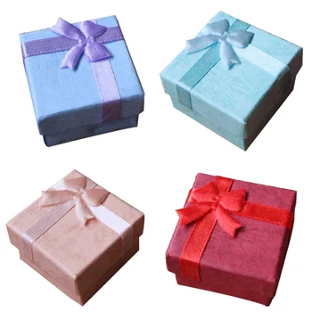 

5x Bowknot Style Square Ring Earring Jewellery Gift Storage Case Boxes 4*4cm