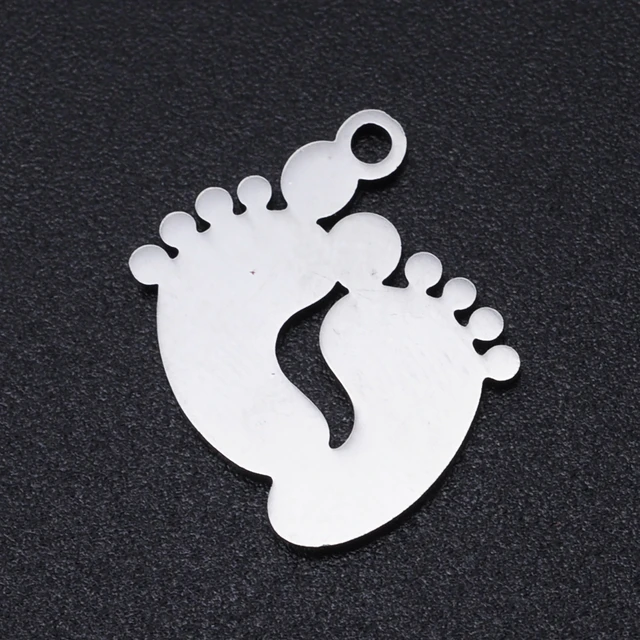 5pcs/lot 316 Stainless Steel Feet Charms Wholesale DIY Necklace Bracelet  Making Charms Accept OEM Order