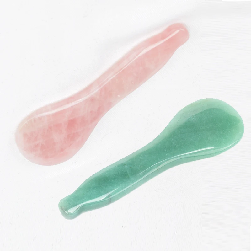 Guasha Jade Board Spoon Scoop Shape Massager Acupuncture SPA Therapy Health Care Scraper Tools Green Aventurine Rose Quartz