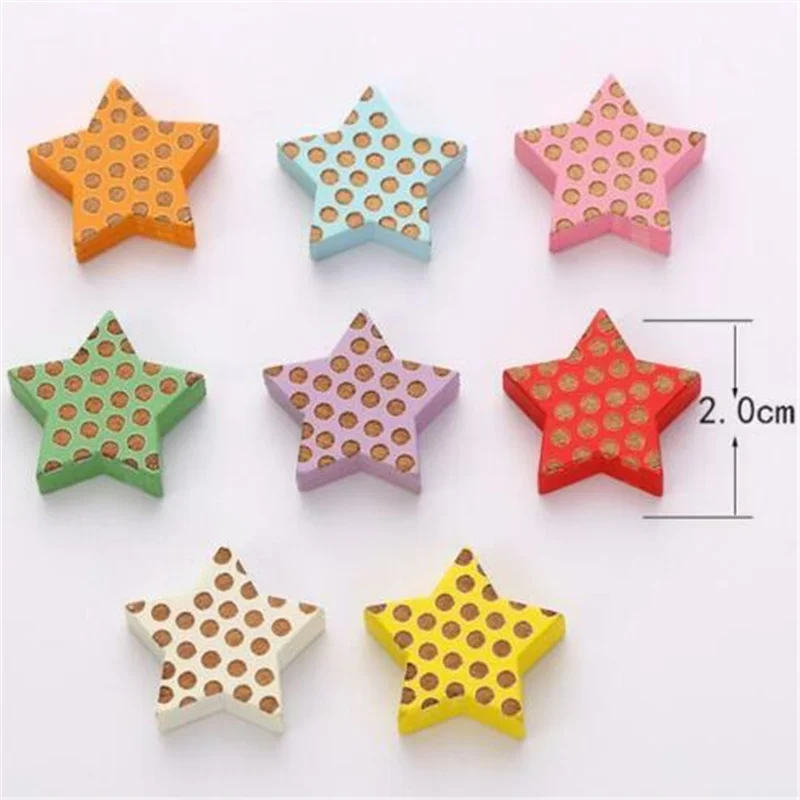 DIY 20X Wooden Dot Star Buttons Sewing Decoration Earrings Hair Clip Accessories 20mm