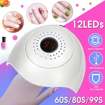

36W 12 LED Lamp Nail Dryer Phototherapy Machine Quick-Drying Nail Tool 60s/80s/99s Timing Smart UV Nails Dryer for Gel
