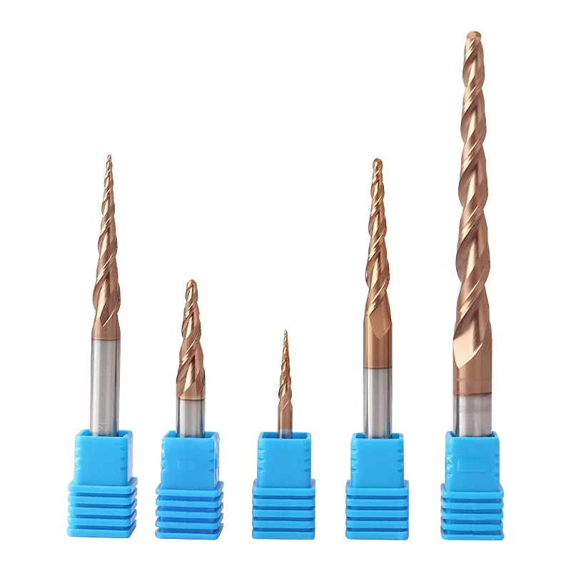 Augusttools Tapered cone Ball Nose End Mill HRC60 Cnc Taper Wood Metal Cutter Tungsten Solid Carbide Tapered Milling Cutter 4mm