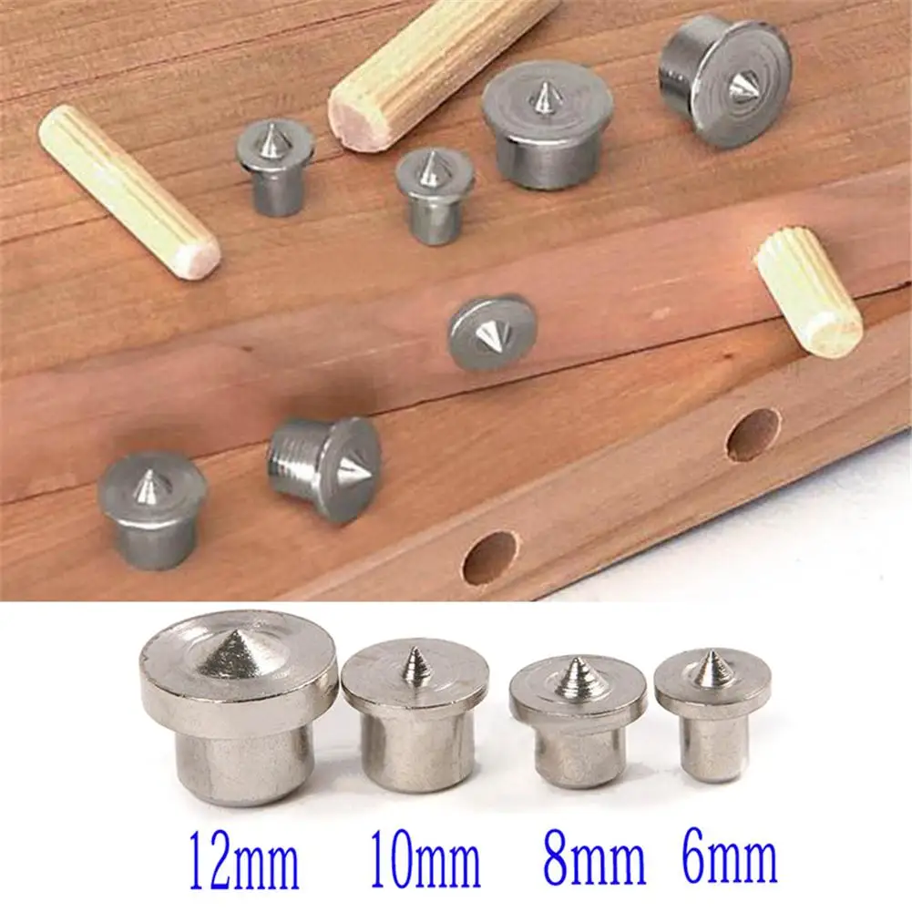 8pcs Solid Dowel Pins Center Point Set 6/8/10/12mm Woodworking Dowel Tenon Center Set For Woodworking Tool Power Accessories