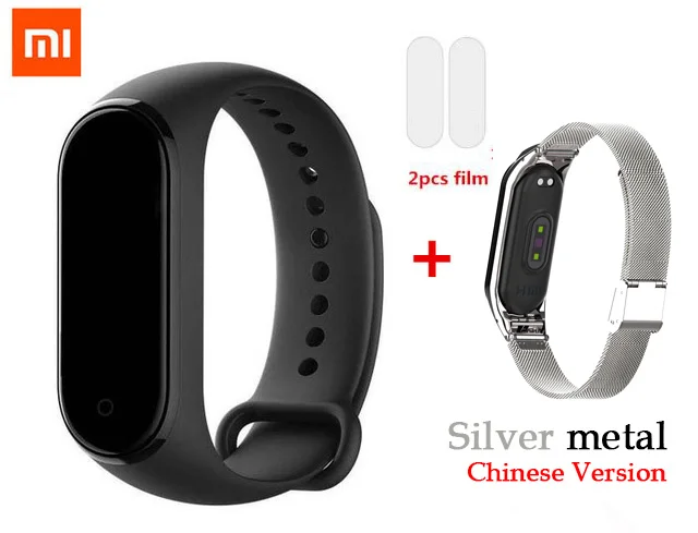 Xiaomi Mi Band 4 смарт-Браслет фитнес-браслет AI Bluetooth 5,0 AMOLED цветной сенсорный экран AI частота сердечных сокращений - Цвет: add silvery metal