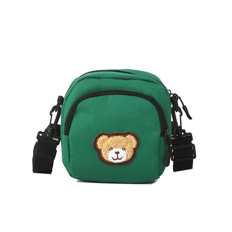 

Women Canvas Bag Korea Style Ins Soft Girl Cute Bear Shoulder Mini Bag Japanese Chic Girl Student Messenger Canvas Shoulder Bag