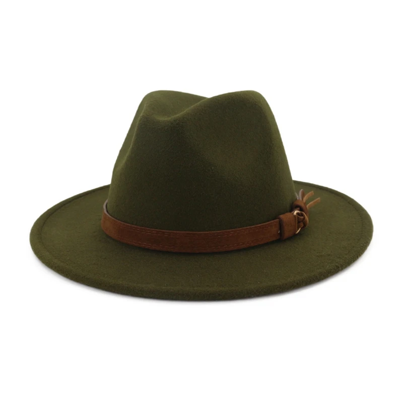 Шерстяная Женская и мужская шляпа для зимы и осени, элегантная женская фетровая широкополая джазовая шляпа, размер 56-58 см - Цвет: AG