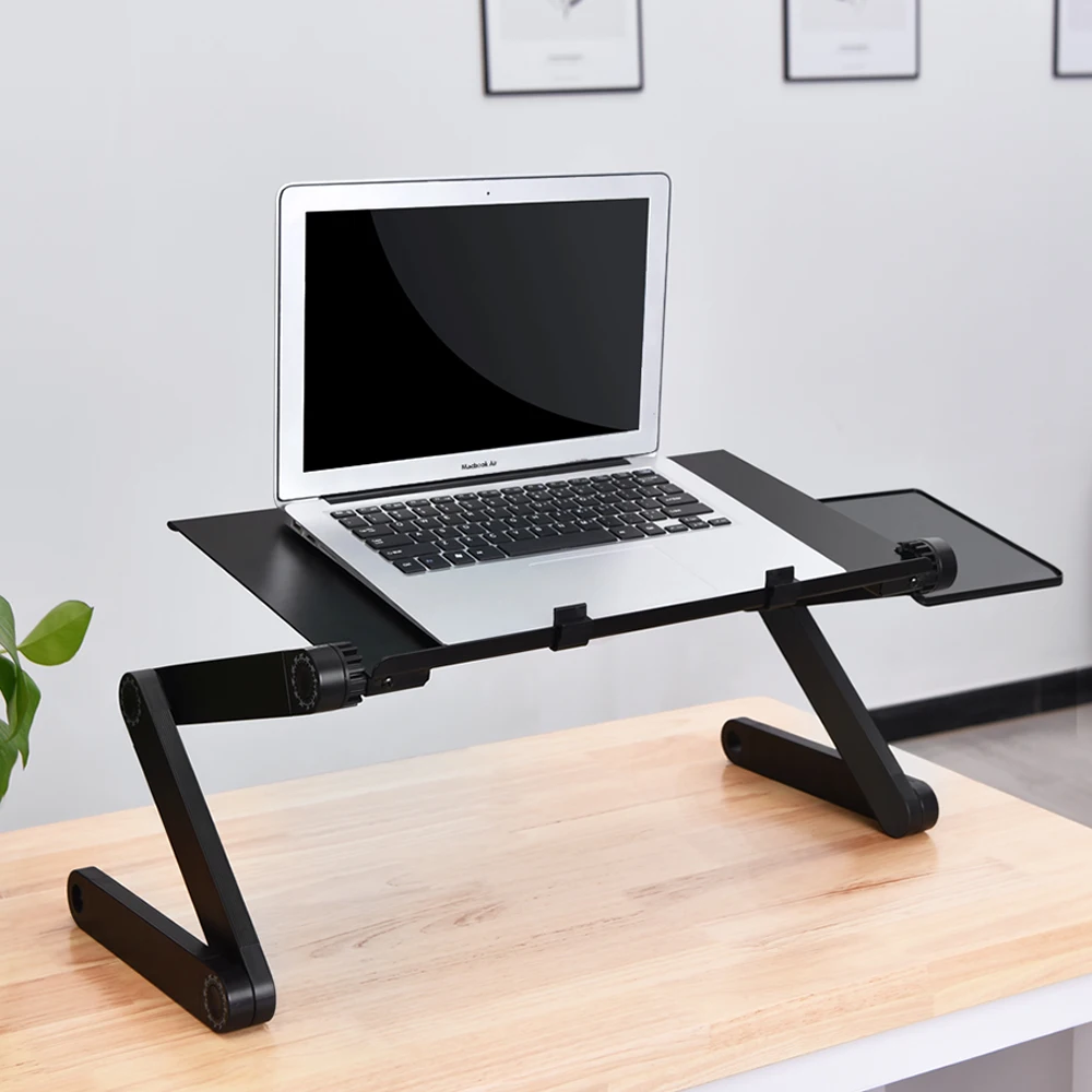 

OATSBASF Laptop Universal Aluminum Alloy Foldable Laptop Table Portable Ergonomic Computer Desk with Cooling Fan Mouse Pad