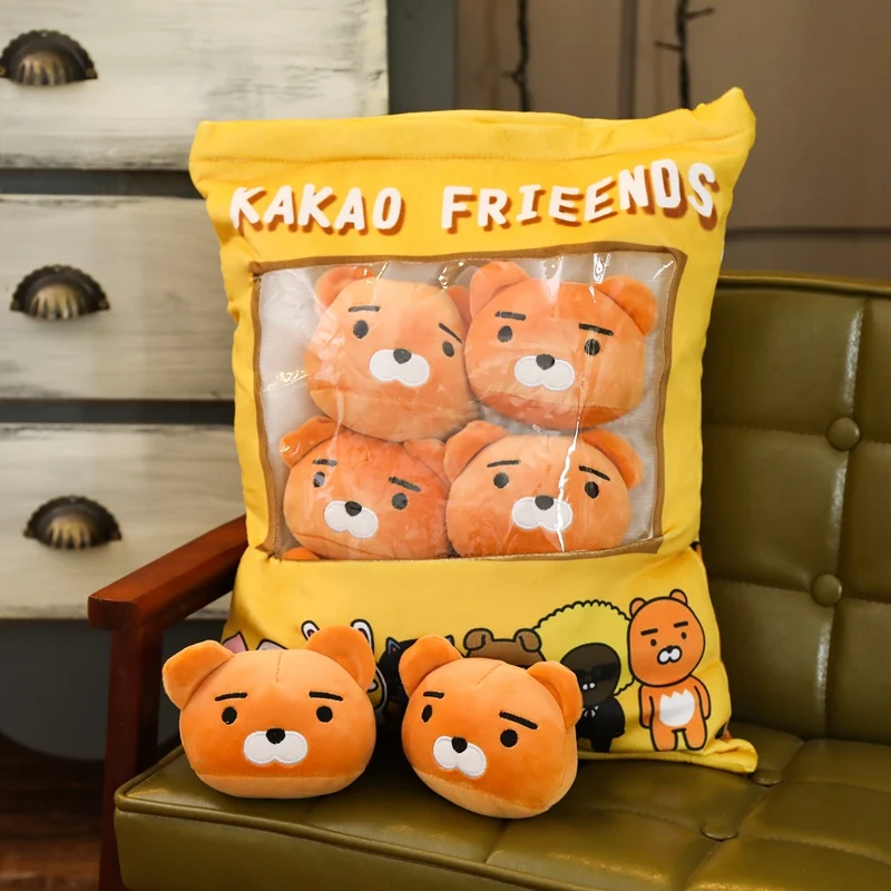 Плюшевая подушка Райана с мешочком для закусок, милая кукла-Лев, kawaii, изображение аниме, мягкая подушка, подарок для девушки, рождественский подарок