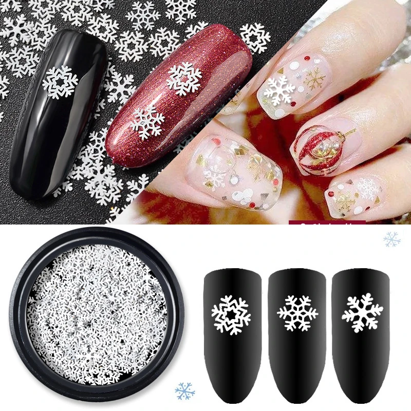 

5x5mm Christmas Snowflake Shape Fashion Nail Charm Metal Slice 3D Glitter Manicure UV Gel Polish Nail Decoration Tools