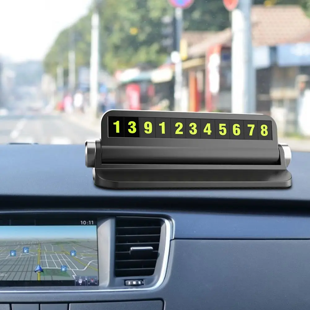 

6 in 1 Function Luminous Car Temporary Parking Card Car Air Freshener Phone Number Plate Car Sticker Aromatherapy Accessories