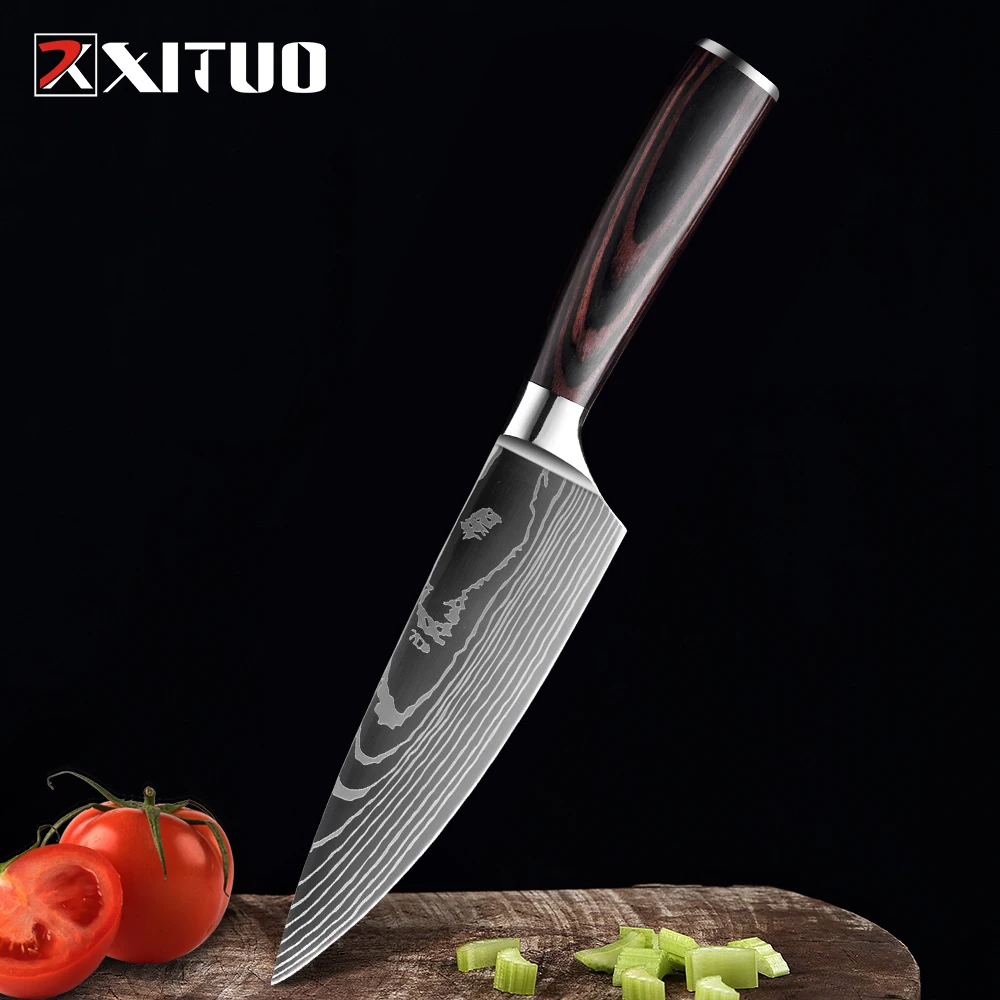 XITUO 6-дюймовый шеф-нож домашние кухонные ножи лазерный дамасский узор острый