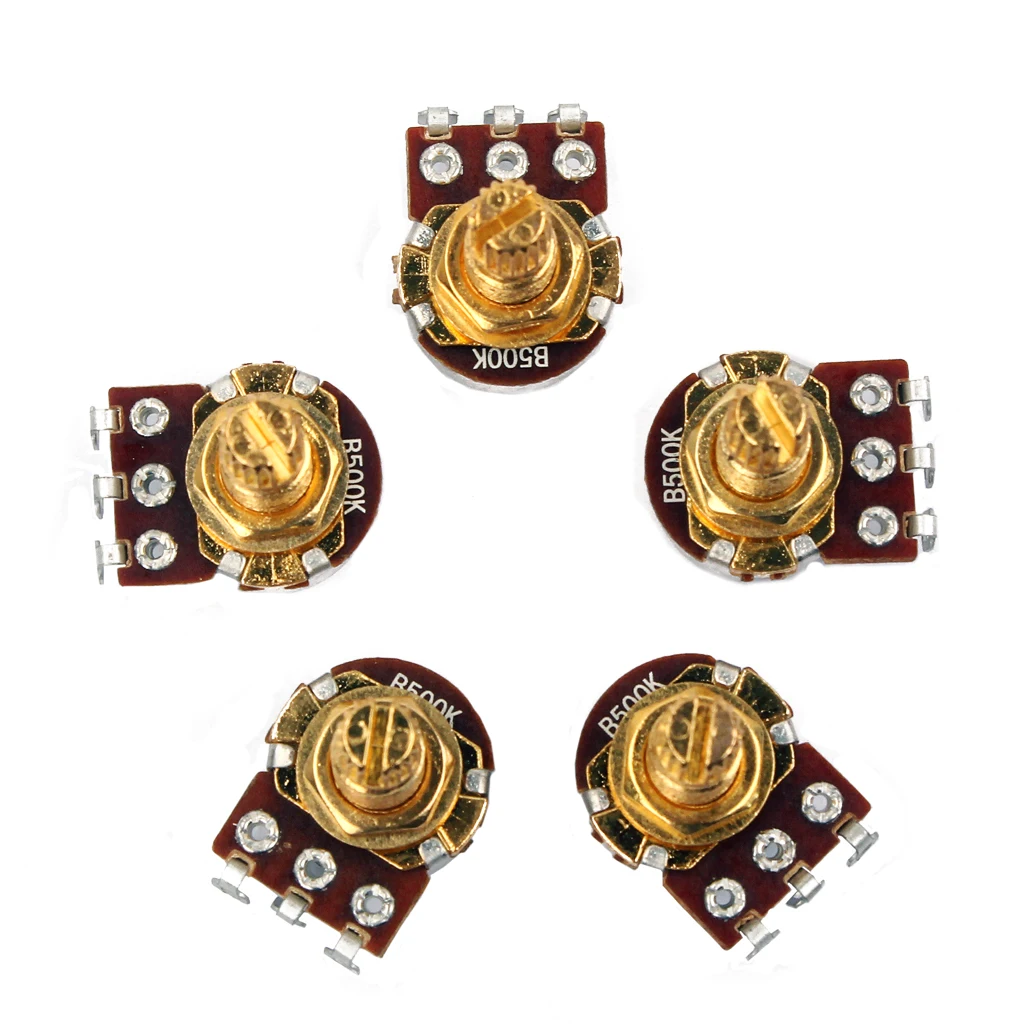 A500k Ohm Audio Mini Pots Golden Potentiometer For Electric Guitar Pack of 5