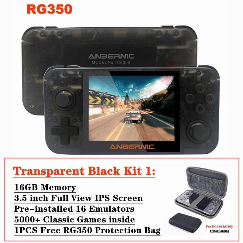 Transparent B 32GB HEYNOW RG350 Linux система Ретро игровая консоль 3,5 дюймов ips экран RG 350 портативный игровой плеер 32G/64G карта 10000+ игровой 16 эмулятор - Цвет: Transparent B 32GB