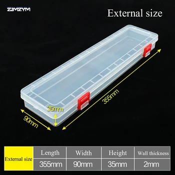 

New 14 Inch Long Strip Transparent Portable Jewelry Tool Box Container Ring Electronic Parts Screw Beads Component Storage Box